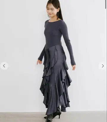 메인 백 오픈 도킹 원피스 네이비