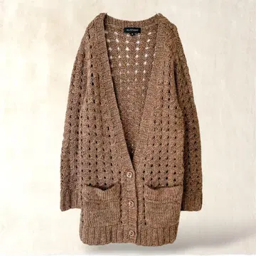 질스튜어트 두꺼운 원단 니트 가디건 M 브라운 V넥 울 혼방 가을/겨울