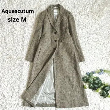 새상품급 아쿠아 스큐텀 롱 체스터 코트 멜란지 울 혼방 일본제 M