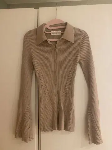 LILY BROWN 베이지 리브 긴팔 상의