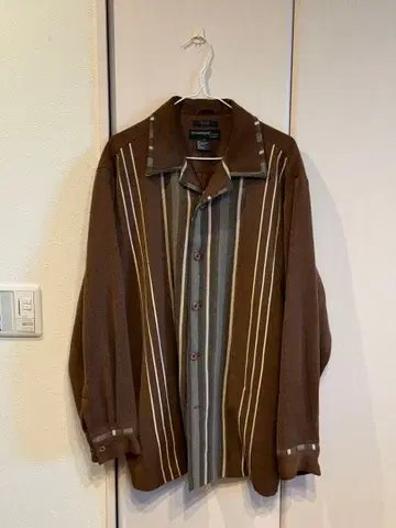 SYLLABLES 브라운 스트라이프 긴팔 셔츠 M