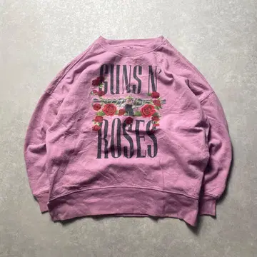 GUNS N' ROSES 프린트 스웻셔츠 퍼플 핑크 밴드 락 구제 의류