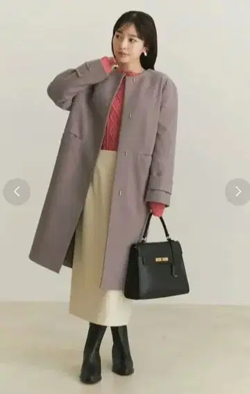 VIS 재생 폴리에스테르 롱 코트 그레이 FREE