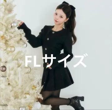 택 포함 새상품 다리치 박스 플리츠 트위드 미니 원피스 블랙