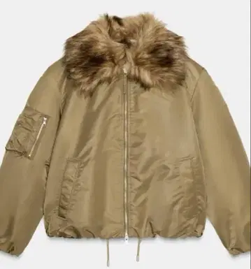 [ 완판템 ] ZARA 퍼 옷깃 봄버 자켓 M 사이즈