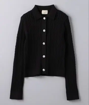 united arrows 블랙 케이블 짜임 긴팔 니트 가디건