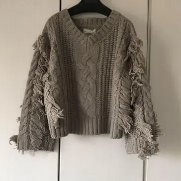 새상품 프린지 콤비 케이블 니트
