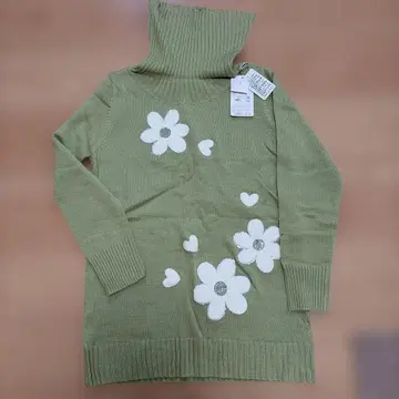 비스콘티 꽃무늬 터틀넥 니트 사이즈 3 그린