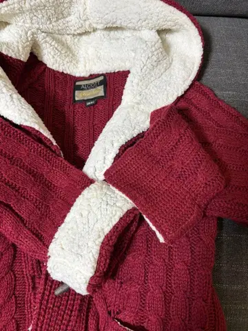 ALCOT 버건디 니트 가디건 S