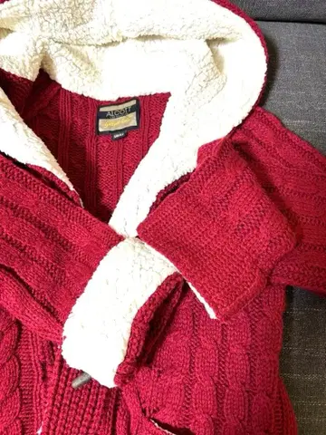 ALCOT 버건디 니트 가디건 S