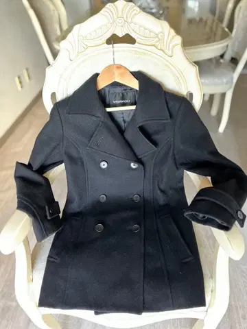 VIVAYOU 블랙 피 코트 울