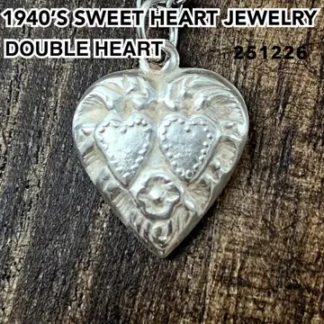 스위트하트 주얼리 더블 하트 꽃 실버 빈티지 목걸이