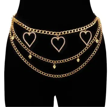 체인 벨트 하트 y2k 골드 헤이세이 갸루 희귀 레어 벨트 데님