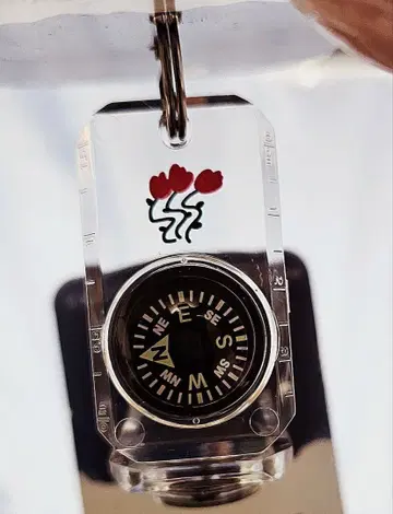 ABCD FLEURS 클리어 눈금자 키링 나침반 포함 새상품