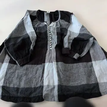 체크 오부소매 셔츠