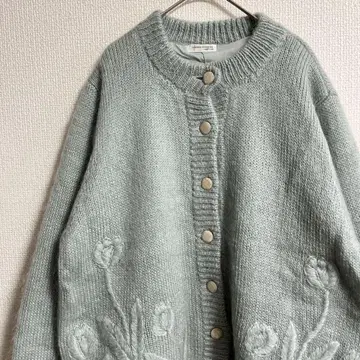 빈티지 가디건 더스티 컬러 꽃무늬 자수 코디건