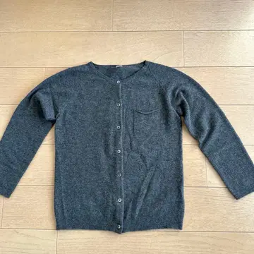 MARGARET HOWELL 그레이 쉘 버튼 가디건 울 100%