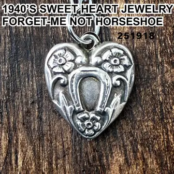 스위트하트 주얼리 물망초 말굽 실버 빈티지 목걸이