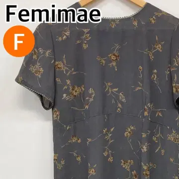 Femimae 원피스 반팔 미디 기장 꽃무늬 그레이 [ CT1908 ]