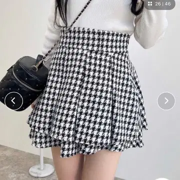 트위드 턱 미니 플레어 스커트