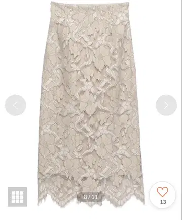 꽃무늬 레이스 타이트 롱 스커트 베이지