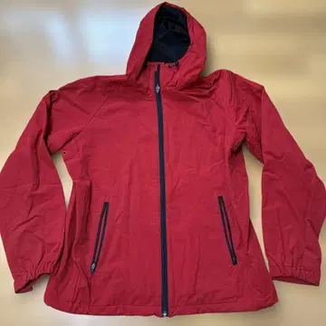 빨간색 후드 부착 나일론 자켓