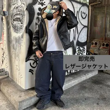 가죽 자켓 봄버 자켓 짧은 기장 리버서블 퍼 XL