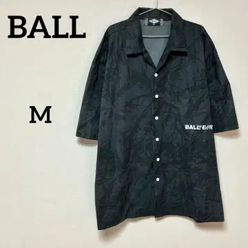BALL 올 패턴 반팔 셔츠 로고 자수 블랙 M 사이즈