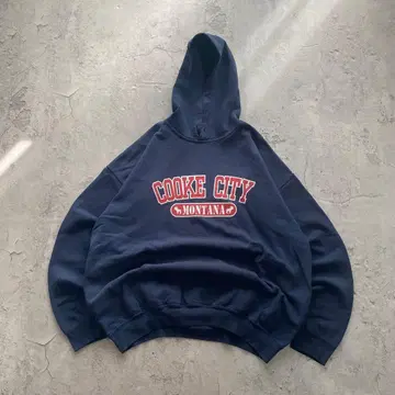 00년대 길단 USA 구제 의류 칼리지계 프린트 후드티 네이비 XL