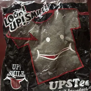 UPSTee 웃는 얼굴 프린트 T셔츠 L 사이즈 그레이