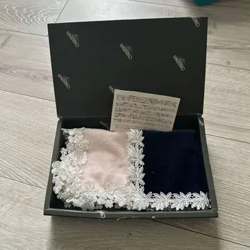 치카자와 레이스 타월 손수건 2장 세트 핑크, 네이비 일본 제품