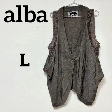 alba 레이스 절개 니트 베스트 지레 42 브라운 계열