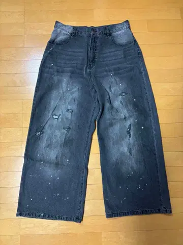 kutir 데미지 가공 와이드 팬츠 다크 그레이