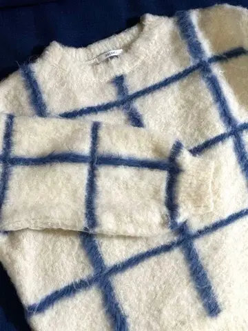 [새상품급] Discort 니트 스웨터 체크 무늬