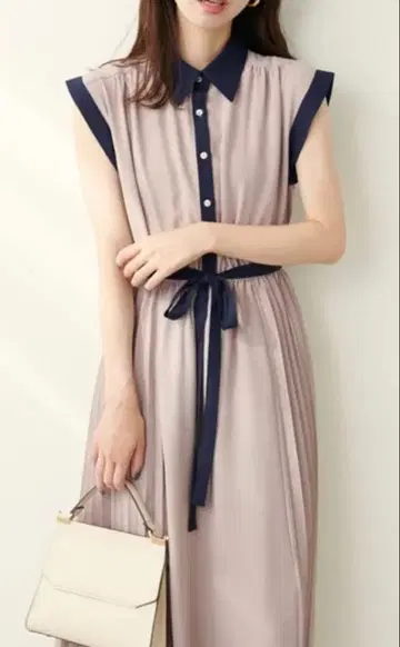 슬리브리스 롱 원피스 핑크