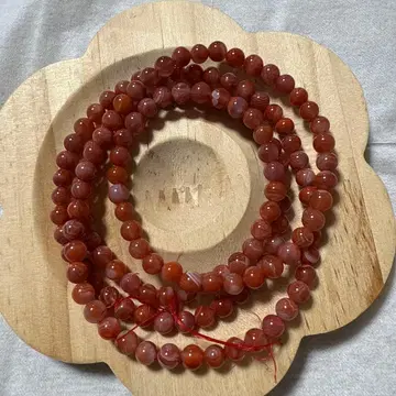 남홍 비즈 목걸이 5.0mm 길이 약 55cm