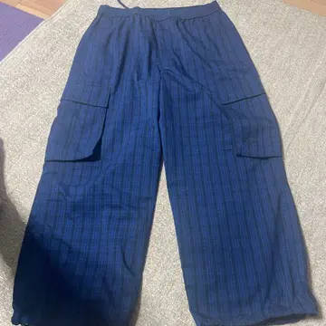 BEAMS 와이드 팬츠 L 사이즈 블루 계열 체크