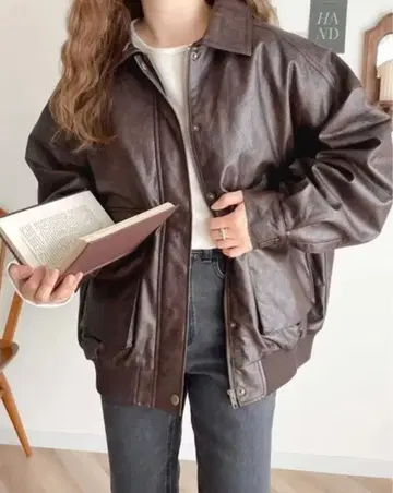 JaVa 콜라보 인조 가죽 아우터