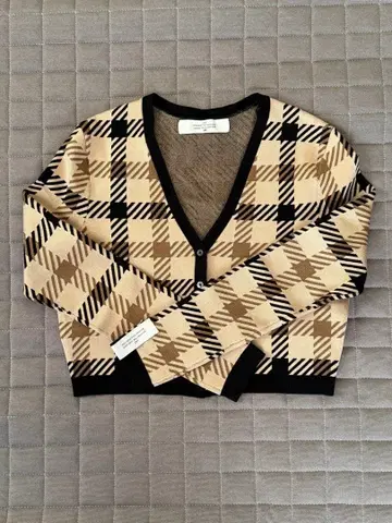 rokh h&m 체크 무늬 크롭 니트 긴팔