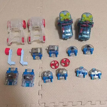 미니카 부품 세트 투명 파랑 빨간색