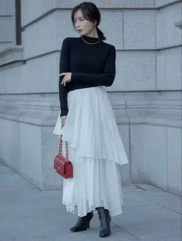 불규칙 밑단 도킹 니트 원피스