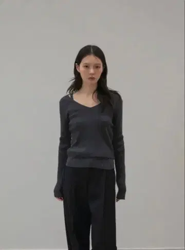 OHOTRO Madam Set Knit Charcoal 레이어드 니트