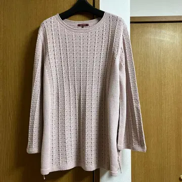 AMACA 핑크 리브 니트 긴팔