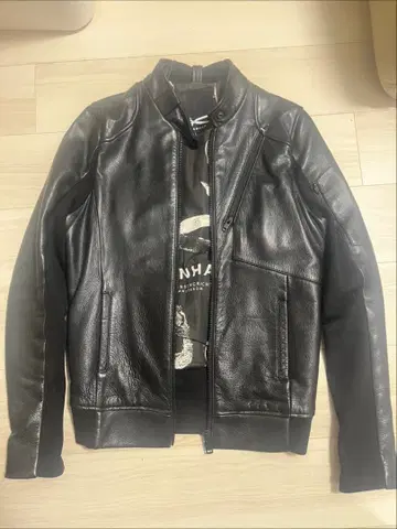 DENHAM 블랙 가죽 라이더 자켓