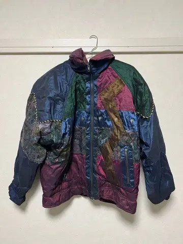 멀티 컬러 나일론 자켓 패치워크