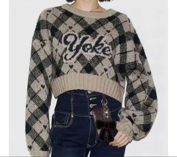 EMODA 체크 오버 로고 니트