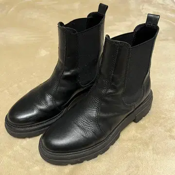 ENESS 에네스 블랙 가죽 사이드 고어 부츠 24.5cm