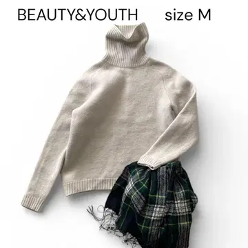 새상품급 ] 뷰티앤유스 울 캐시미어 터틀넥 니트 M 화이트