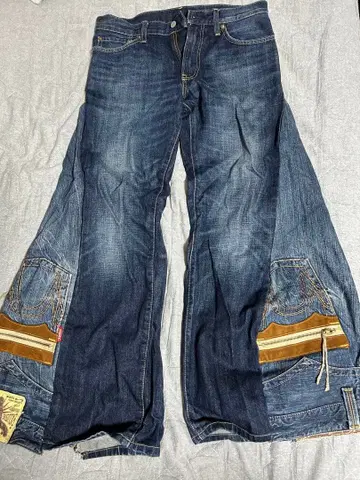 리메이크 데님 플레어 디자인 데님 팬츠 플레어 데님