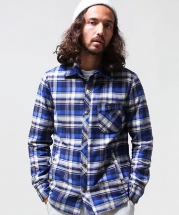 [ 나노 유니버스 x 니시카와 다운 ] 플란넬 셔츠 파랑